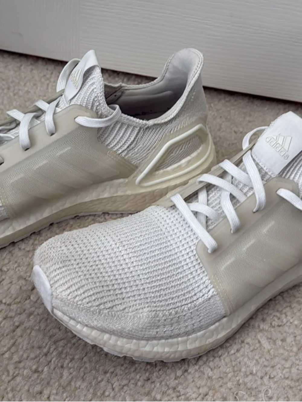 adidas ultraboost 19 White Knit Running Sneakers - Picture 3 of 4